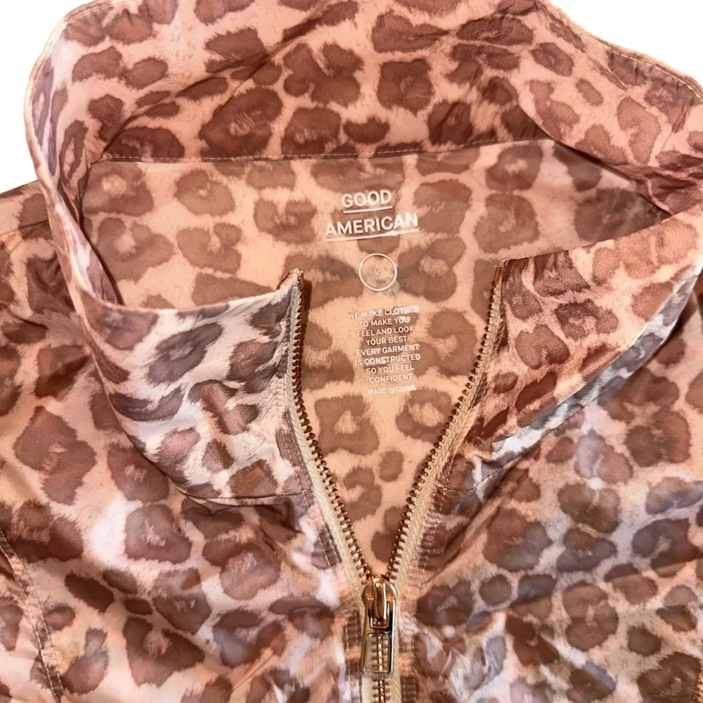 GOOD AMERICAN Leopard Jacket Windbreaker
Rose Gold Pink Brown 2 Pullover Small - Picture 9 of 14